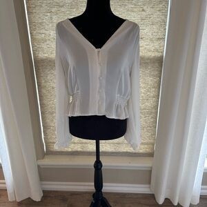 Topshop Cream Top with Elegant Neckline and Sleeve